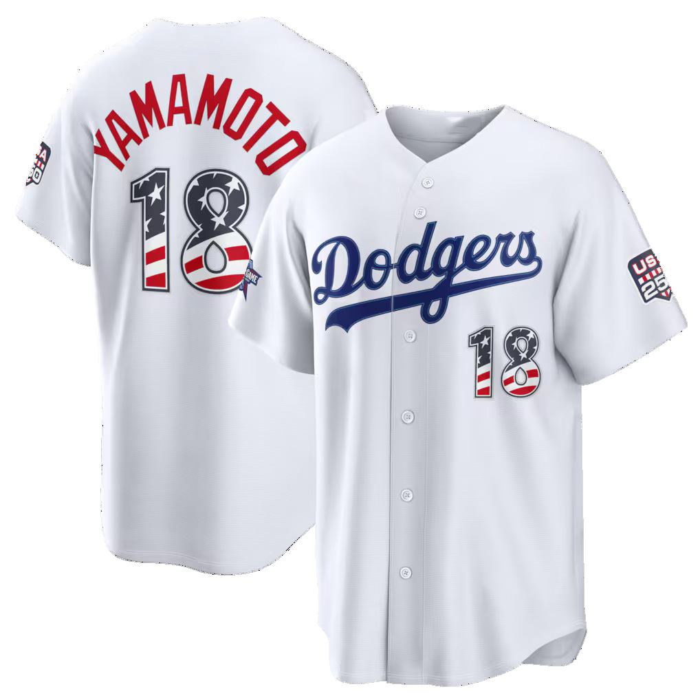 Los Angeles Dodgers #18 Yoshinobu Yamamoto 2026 All-Star Edition Stars & Stripes White HeidiMiller Stadium Jersey
