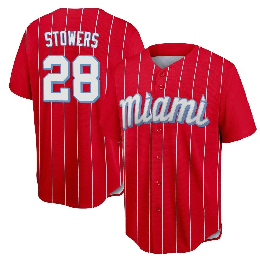 Miami Marlins #28 Kyle Stowers Player Red HeidiMiller City Connect Home Game Stitched Jerseys