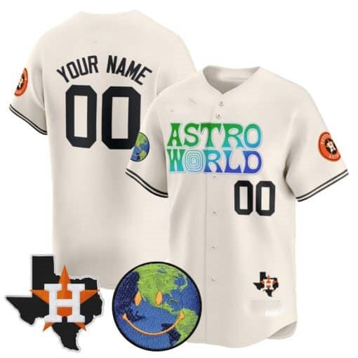 Custom Houston Astros Cactus Jack Astro World Vapor Premier Limited Jersey ¨C All Stitched-Cream HeidiMiller