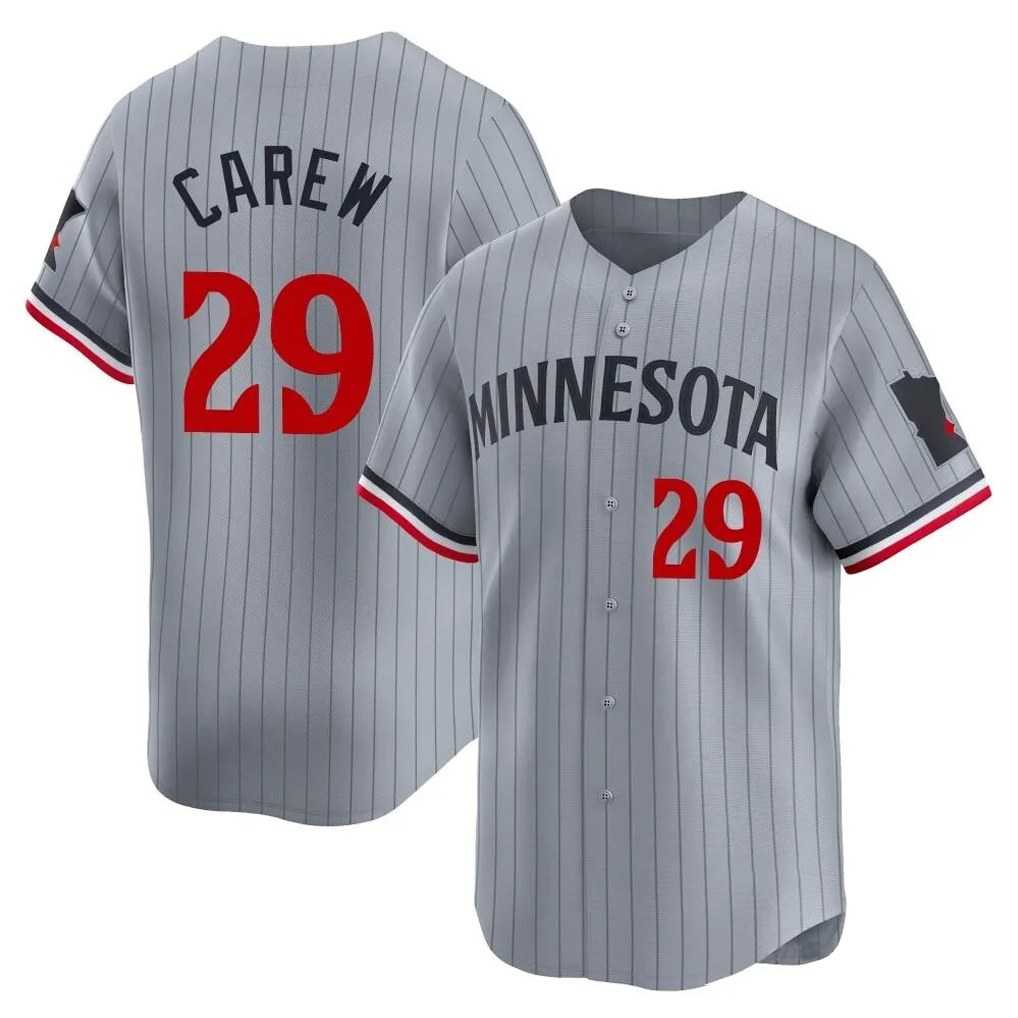 Minnesota Twins #29 Rod Carew Player Gray HeidiMiller Home Limited Stitched Jerseys