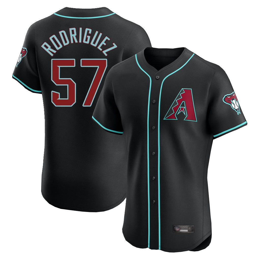 Arizona Diamondbacks #57 Eduardo Rodriguez Player Black HeidiMiller Limited Elite Home Game Stitched Jerseys