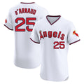 Los Angeles Angels #25 Travis d'Arnaud Player White HeidiMiller T-shirt Home Limited Elite Stitched Jerseys