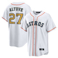 Houston Astros #27 Jose Altuve Player Gold HeidiMiller Collection Game Home Stitched Jerseys