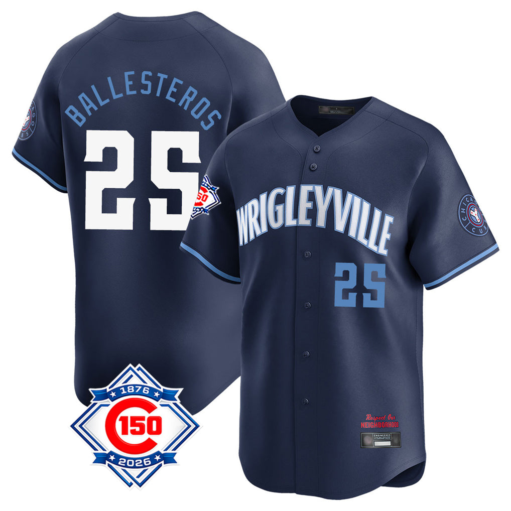 Chicago Cubs #25 Moises Ballesteros Player Navy HeidiMiller City Connect 150th Anniversary Limited Home Stitched Jerseys