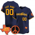 Custom Houston Astros Love Street & Peace Sign Patch Vapor Premier Limited Jersey V2 ¨C Navy HeidiMiller