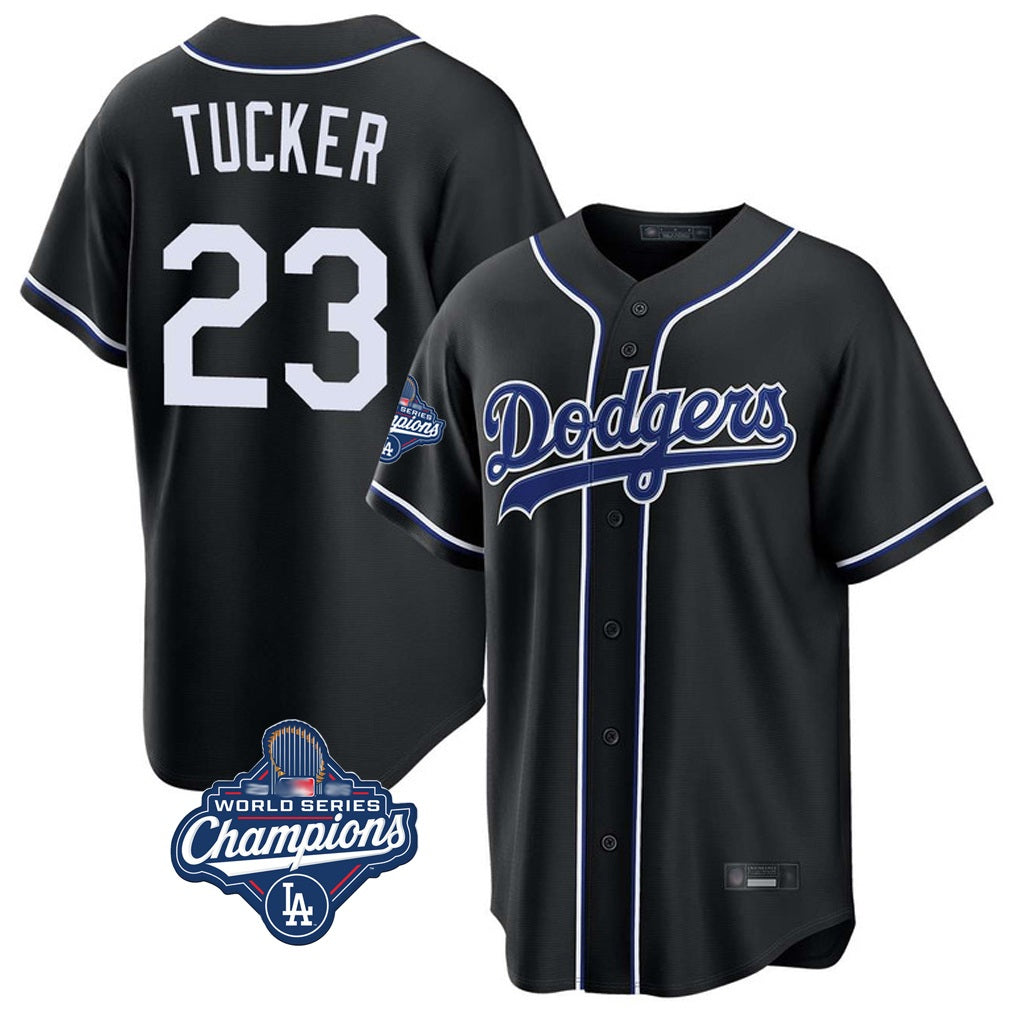 Los Angeles Dodgers #23 Kyle Tucker Player Black HeidiMiller World Series Meet Carbon Limited Home Stitched Jerseys