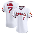 Los Angeles Angels #7 Jo Adell Player White HeidiMiller T-shirt Home Limited Elite Stitched Jerseys