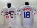 Los Angeles Dodgers #18 Yoshinobu Yamamoto White HeidiMiller Hello Kitty Night 2025 World Series Champions Patch Stitched Jersey