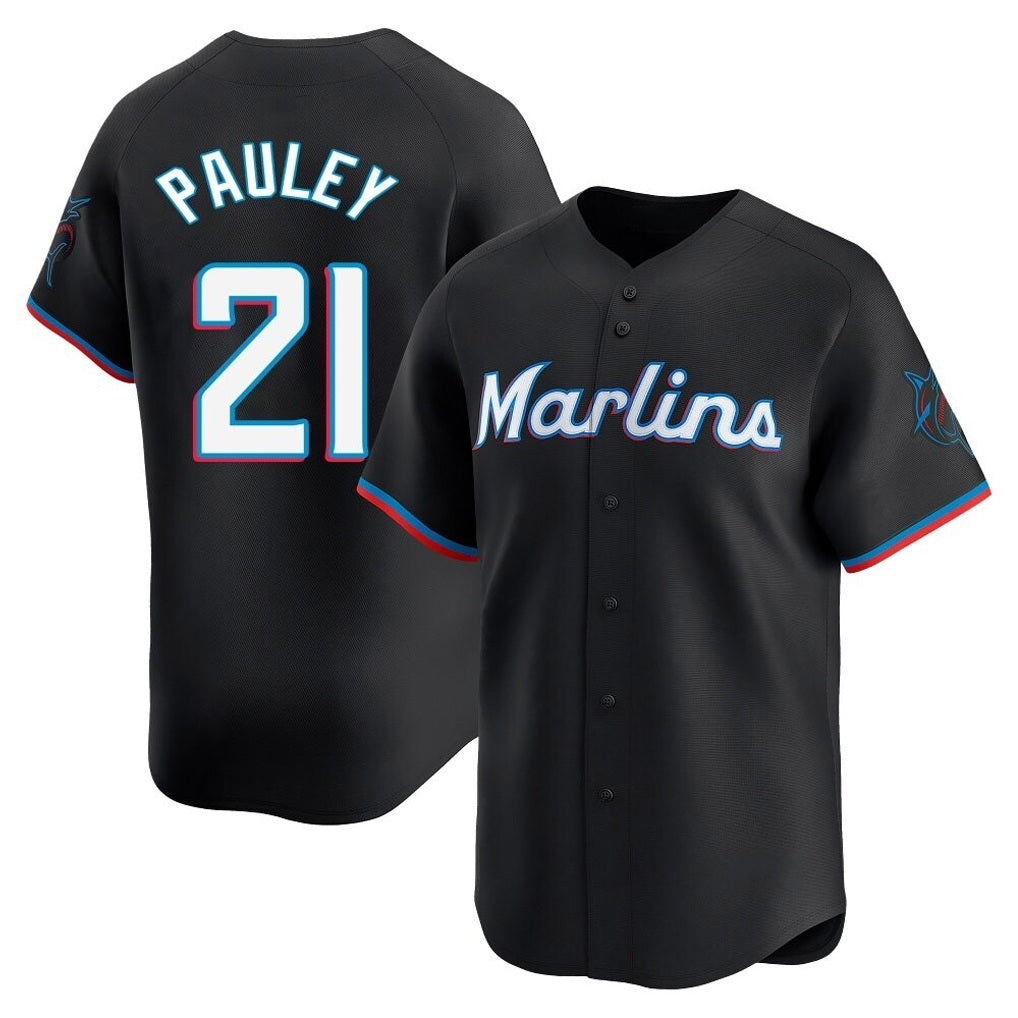 Miami Marlins #21 Graham Pauley Player Black HeidiMiller Home Limited Stitched Jerseys