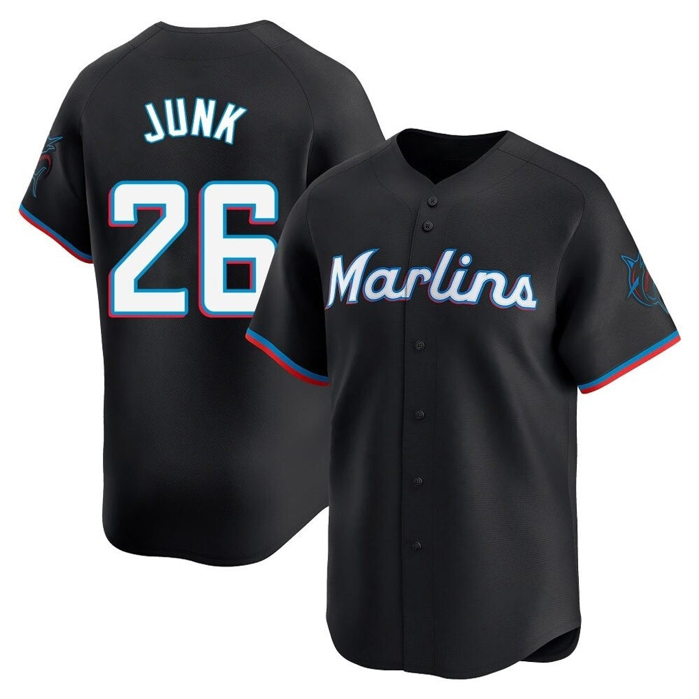 Miami Marlins #26 Janson Junk Player Black HeidiMiller Home Limited Stitched Jerseys