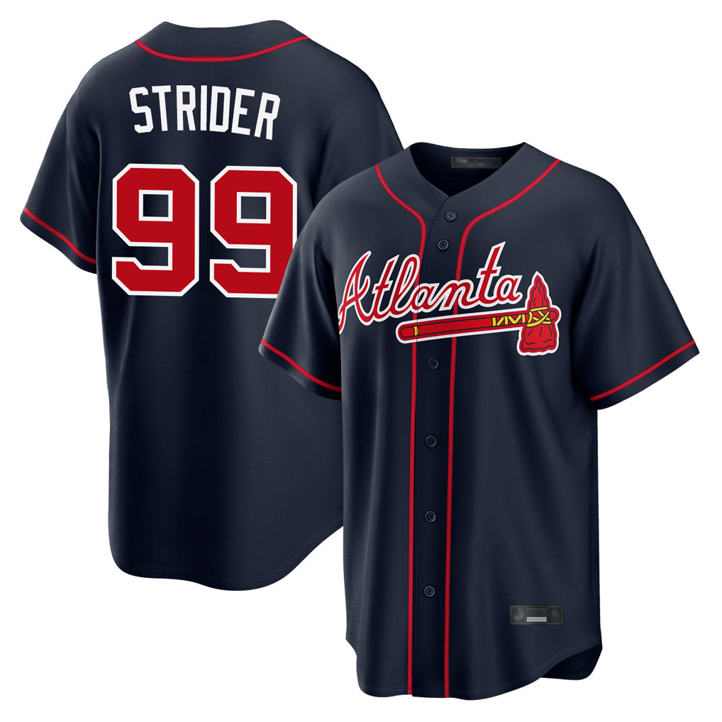 Atlanta Braves #99 Spencer Strider Player Navy HeidiMiller Home Game Stitched Jerseys