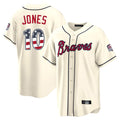 Atlanta Braves #10 Chipper Jones Player Cream HeidiMiller USA 250 Fourth Of July Limited Home Game Stitched Jerseys