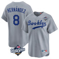 Los Angeles Dodgers #8 Enrique Hern¨¢ndez Player Gray HeidiMiller World Series Game Limited Home Stitched Jerseys