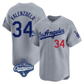Los Angeles Dodgers #34 Fernando Valenzuela Player Gray HeidiMiller World Series Meet Limited Home Stitched Jerseys