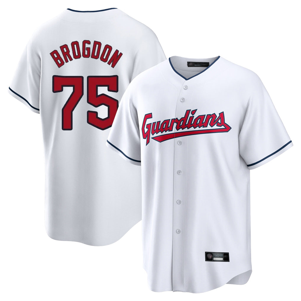 Cleveland Guardians #75 Connor Brogdon Player White HeidiMiller Home Game Stitched Jerseys