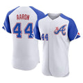 Atlanta Braves #44 Hank Aaron Player White HeidiMiller City Connect Limited Elite Home Game Stitched Jerseys