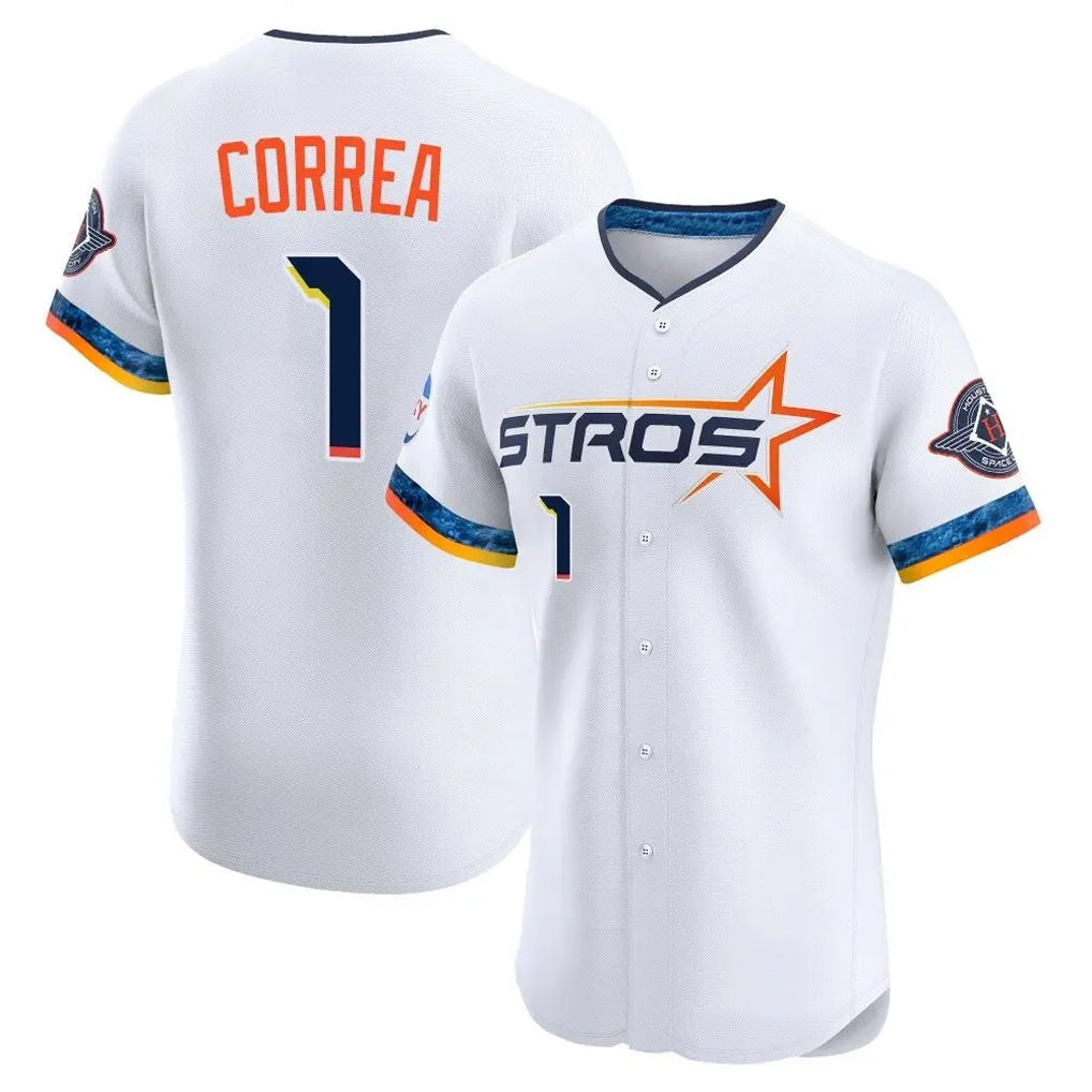Houston Astros #1 Carlos Correa Player White HeidiMiller City Connect Limited Elite Home Stitched Jerseys