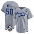 Los Angeles Dodgers #50 Mookie Betts Player Gray HeidiMiller World Series Game Limited Home Stitched Jerseys