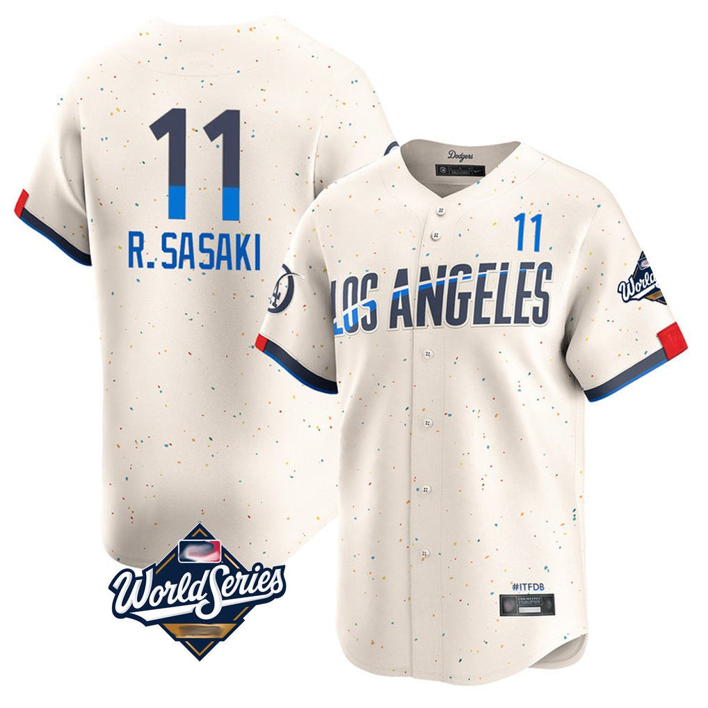 Los Angeles Dodgers #11 Roki Sasaki Player Cream HeidiMiller World Series City Connect Limited Home Stitched Jerseys