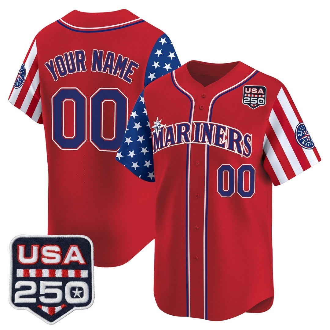 Custom Seattle Mariners America 250 Edition Vapor Premier Limited Red HeidiMiller Stitched Jerseys