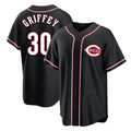 Cincinnati Reds #30 Ken Griffey Player Black HeidiMiller Fashion Out Home Game Stitched Jerseys