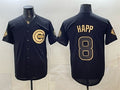 Chicago Cubs #8 lan Happ Black Gold HeidiMiller 150th Anniversary Patch Stitched Jersey