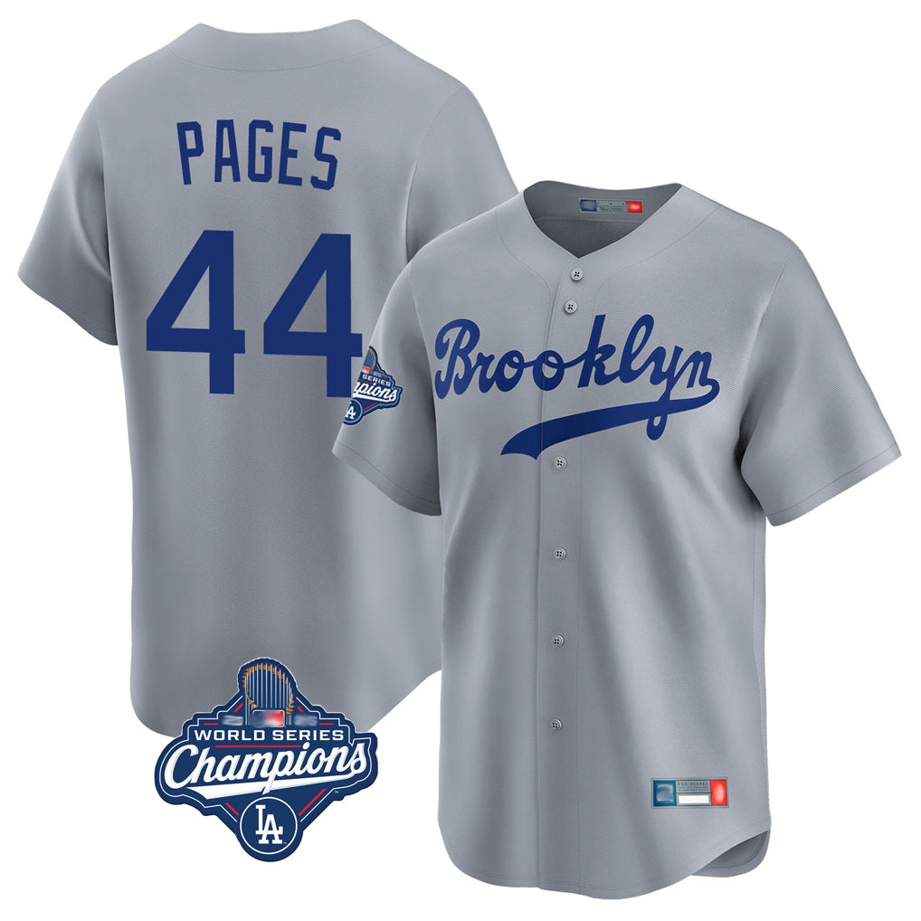 Los Angeles Dodgers #44 Andy Pages Player Gray HeidiMiller World Series Meet Game Limited Home Stitched Jerseys