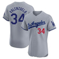 Los Angeles Dodgers #34 Fernando Valenzuela Player Gray HeidiMiller Limited Elite Home Stitched Jerseys