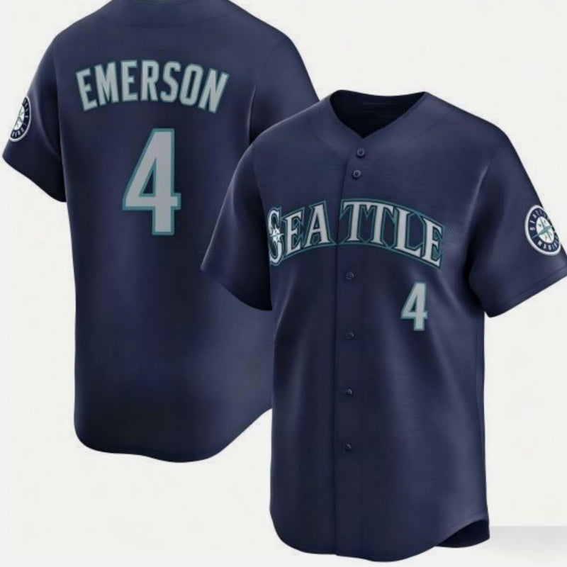 Seattle Mariners #4 Colt Emerson Navy HeidiMiller Cool Base Stitched Jersey