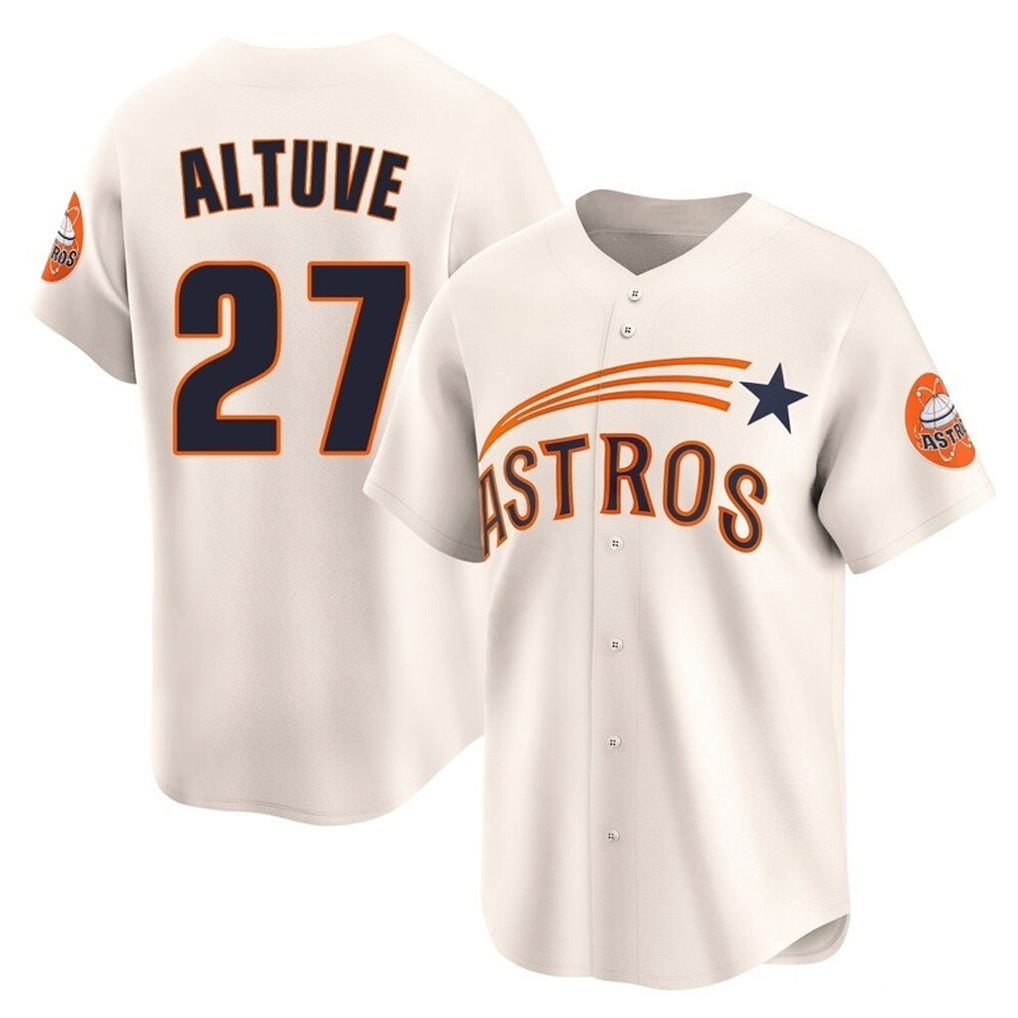 Houston Astros #27 Jose Altuve Player Cream HeidiMiller Throwback Cooperstown Collection Limited Stitched Jerseys