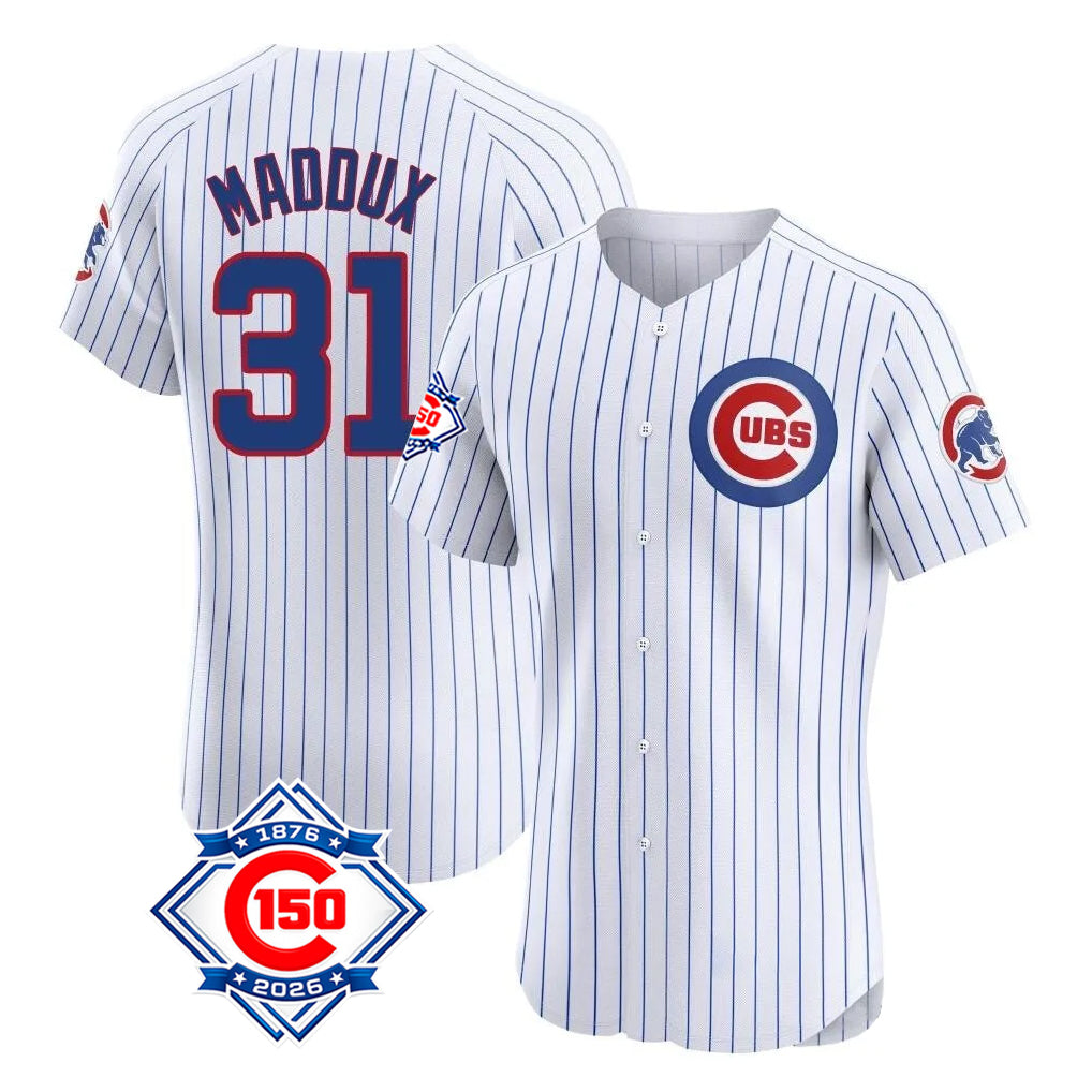 Chicago Cubs #31 Greg Maddux Player White HeidiMiller 150th Anniversary Limited Elite Home Game Stitched Jerseys