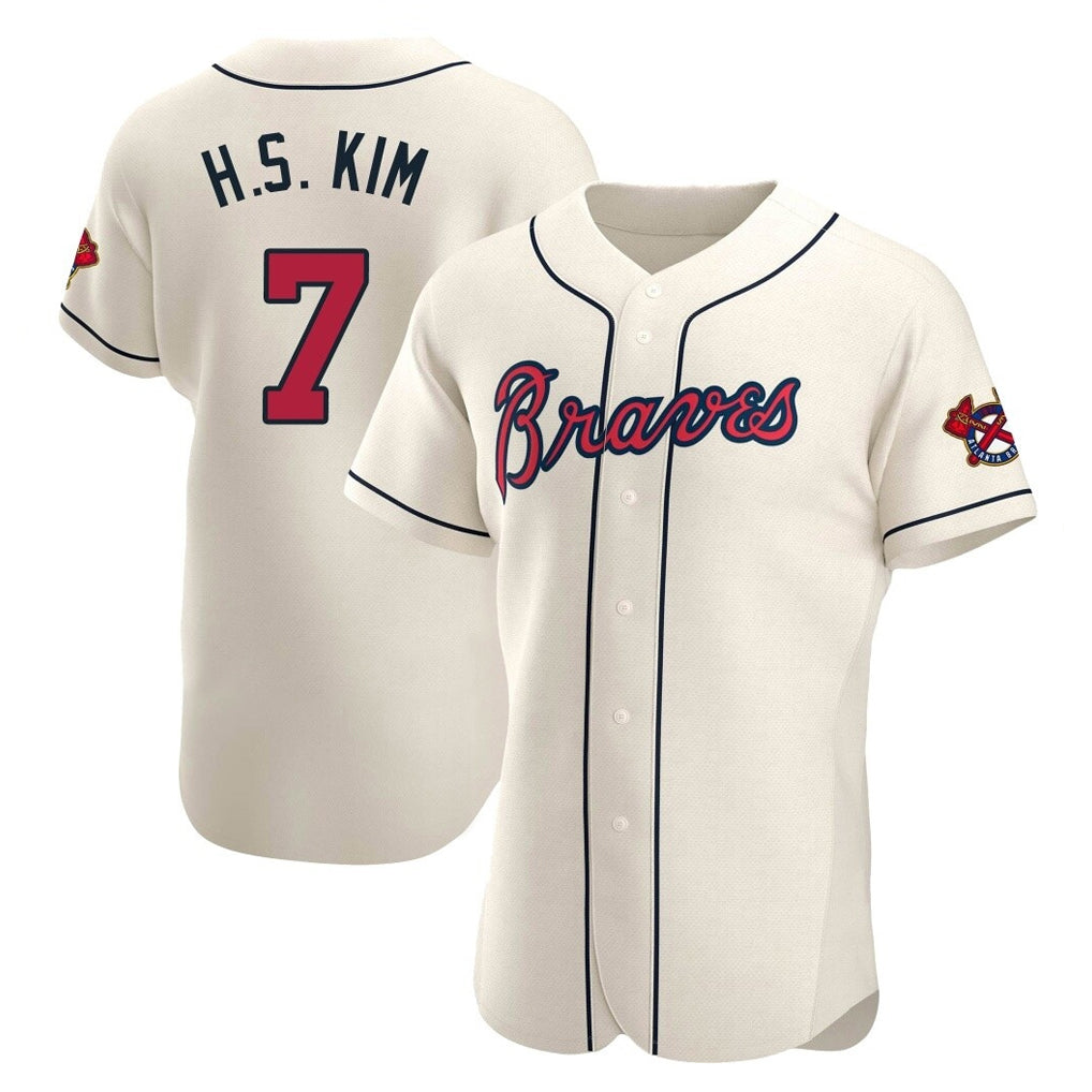 Atlanta Braves #7 Ha-Seong Kim Player Cream HeidiMiller Limited Elite Home Game Stitched Jerseys