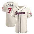 Atlanta Braves #7 Ha-Seong Kim Player Cream HeidiMiller Limited Elite Home Game Stitched Jerseys