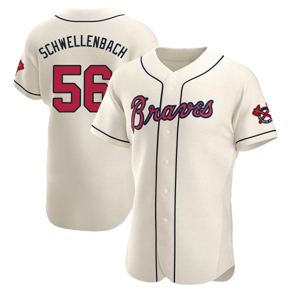 Atlanta Braves #56 Spencer Schwellenbach Player Cream HeidiMiller Limited Elite Home Game Stitched Jerseys