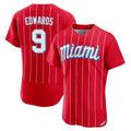 Miami Marlins #9 Xavier Edwards Player Red HeidiMiller City Connect Home Limited Elite Stitched Jerseys