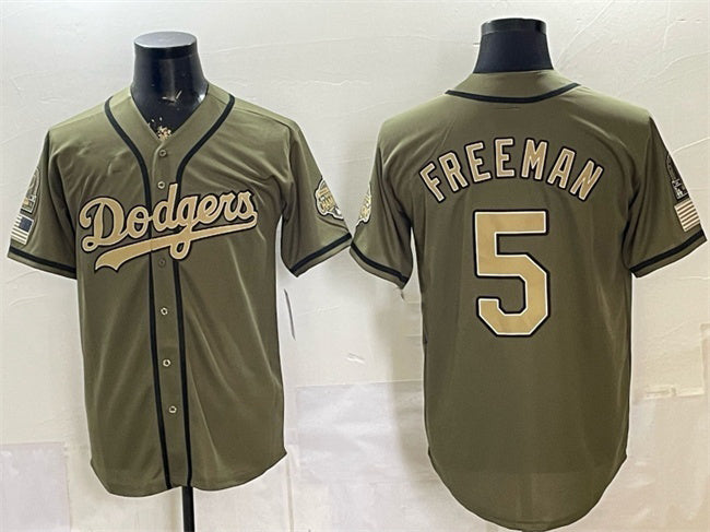Los Angeles Dodgers #5 Freddie Freeman Olive HeidiMiller 2026 Armed Forces Day Stitched Jersey
