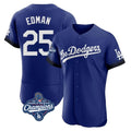 Los Angeles Dodgers #25 Tommy Edman Player Royal HeidiMiller World Series Meet City Connect Elite Home Stitched Jerseys