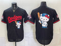 Los Angeles Dodgers Team Big Logo Black HeidiMiller Hello Kitty Night 2025 World Series Champions Patch Stitched Jersey