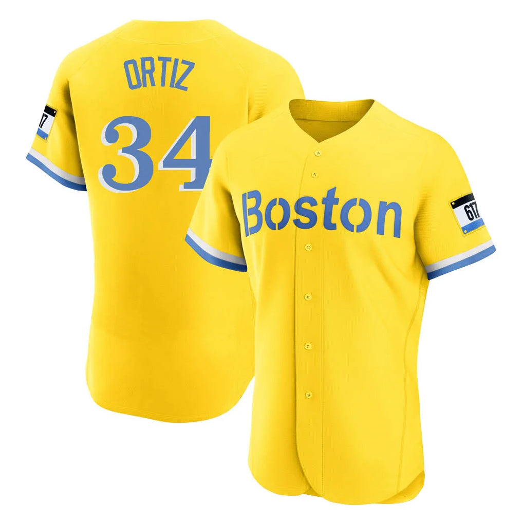 Boston Red Sox #34 David Ortiz Player Yellow HeidiMiller Limited Elite Home Game Stitched Jerseys1
