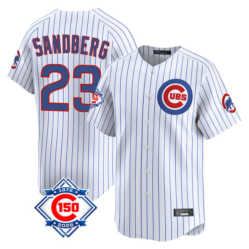Chicago Cubs #23 Ryne Sandberg Player White HeidiMiller 150th Anniversary Limited Home Game Stitched Jerseys