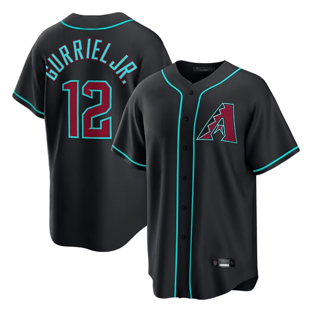 Arizona Diamondbacks #12 Lourdes Gurriel Jr Player Black HeidiMiller Fashion Out Home Game Stitched Jerseys
