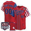 Custom Minnesota Twins America 250 Edition Vapor Premier Limited Red HeidiMiller Stitched Jerseys