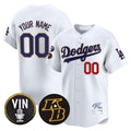 Custom Los Angeles Dodgers Vin Patch & Kobe Bryant Signature Vapor Premier Limited Jersey ¨C White HeidiMiller