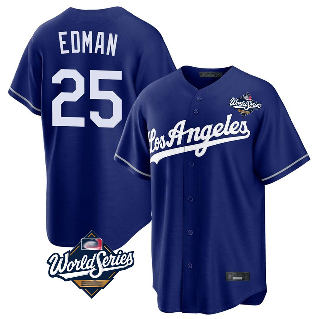 Los Angeles Dodgers #25 Tommy Edman Player Royal HeidiMiller World Series Game Stitched Jerseys