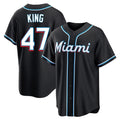 Miami Marlins #47 John King Player Black HeidiMiller Fashion Out Home Game Stitched Jerseys