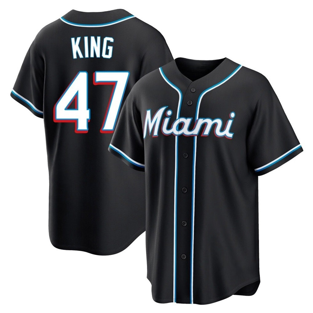 Miami Marlins #47 John King Player Black HeidiMiller Fashion Out Home Game Stitched Jerseys