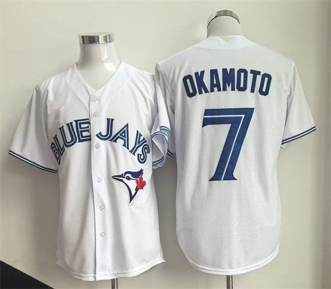 Toronto Blue Jays #7 Kazuma Okamoto White HeidiMiller Home Limited Stitched Jersey