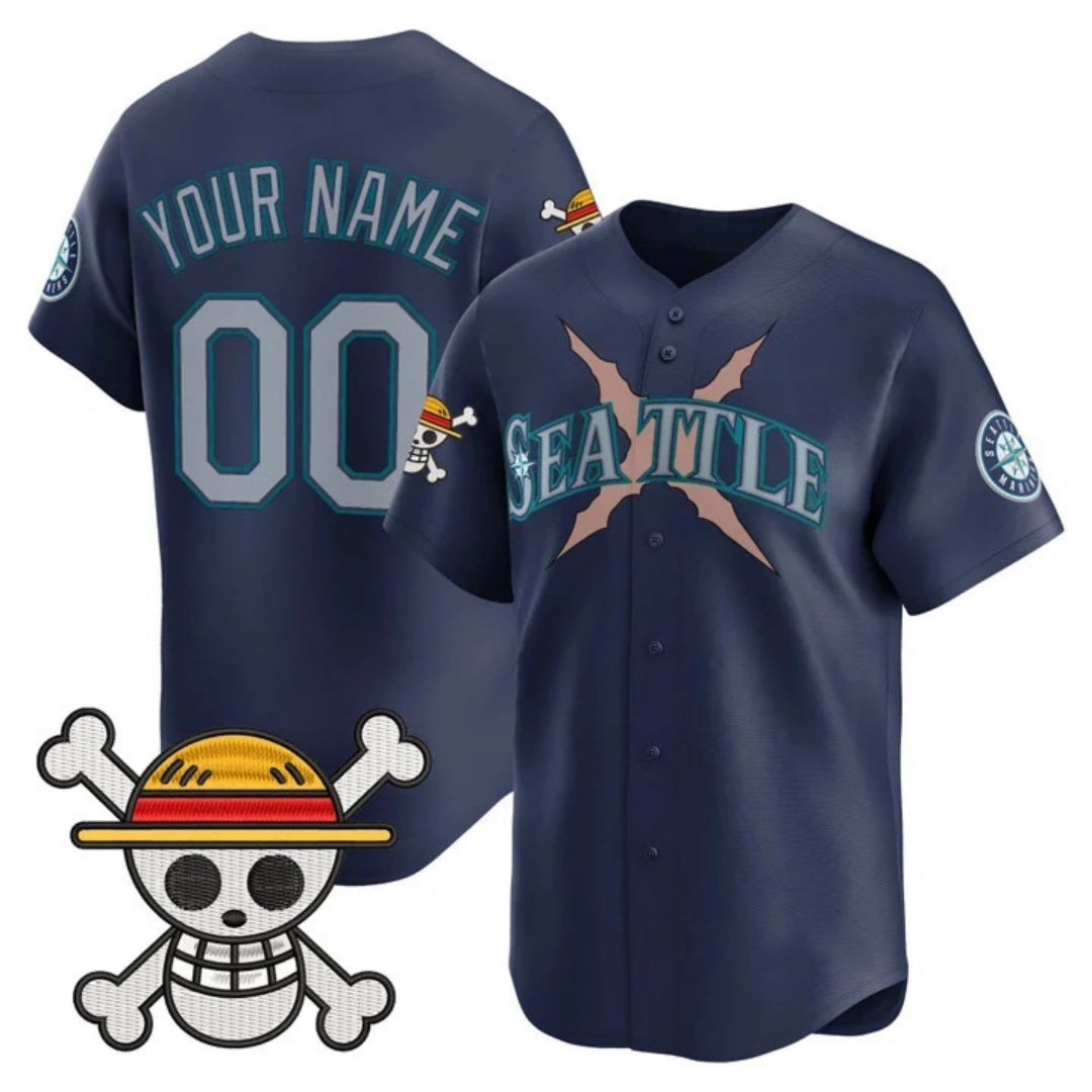Custom Seattle Mariners x One Piece Navy HeidiMiller Vapor Premier Limited Jersey - Stitched