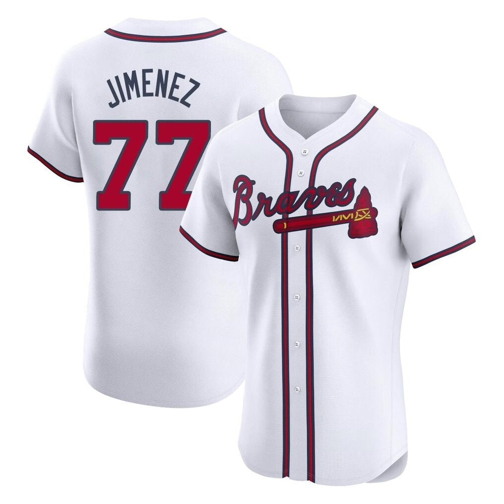Atlanta Braves #77 Joe Jimenez Player White HeidiMiller Limited Elite Home Game Stitched Jerseys
