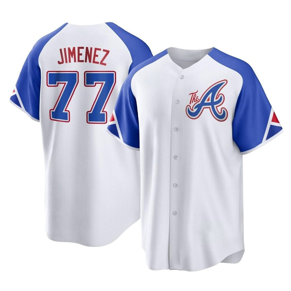 Atlanta Braves #77 Joe Jimenez Player White HeidiMiller City Connect Home Game Stitched Jerseys
